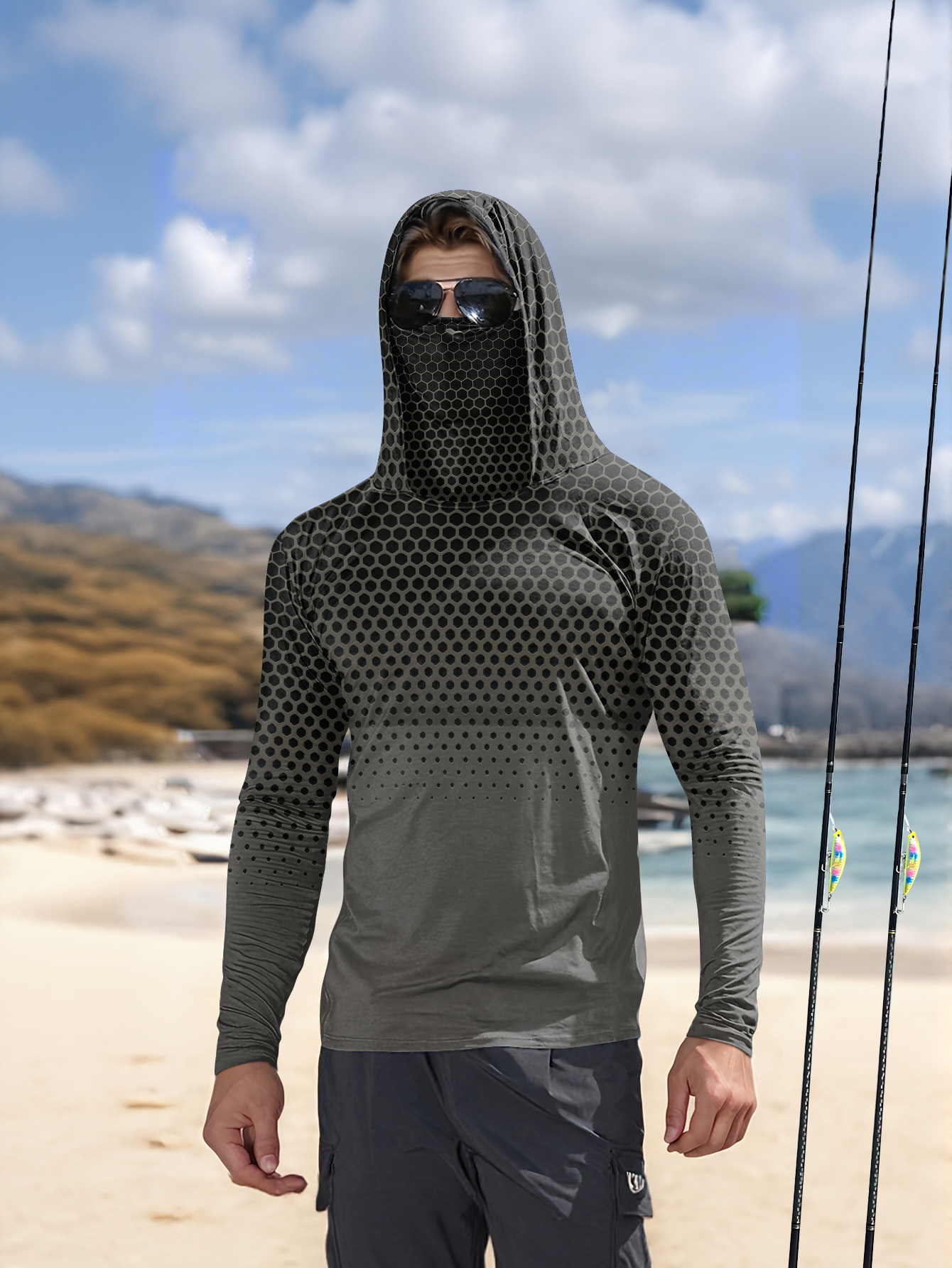 Fishing Mask Sun Protection - Sweat à capuche de pêche pour