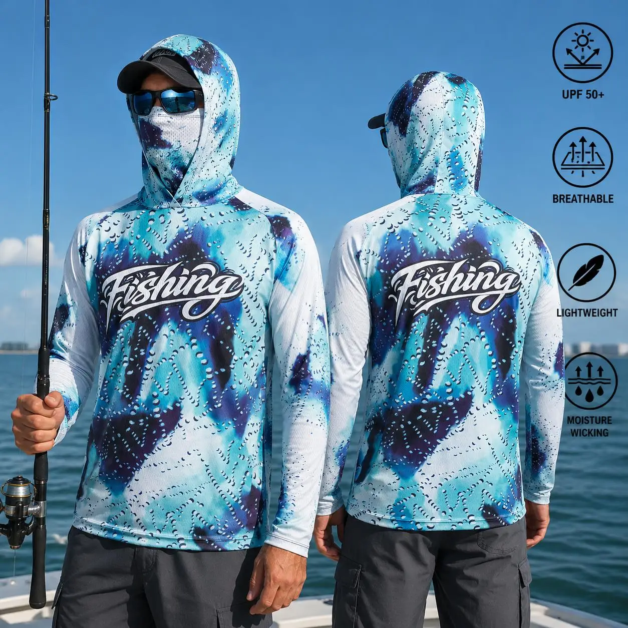 Chemise de pêche à capuche pou - Fishing Mask Sun Protection avis et prix
