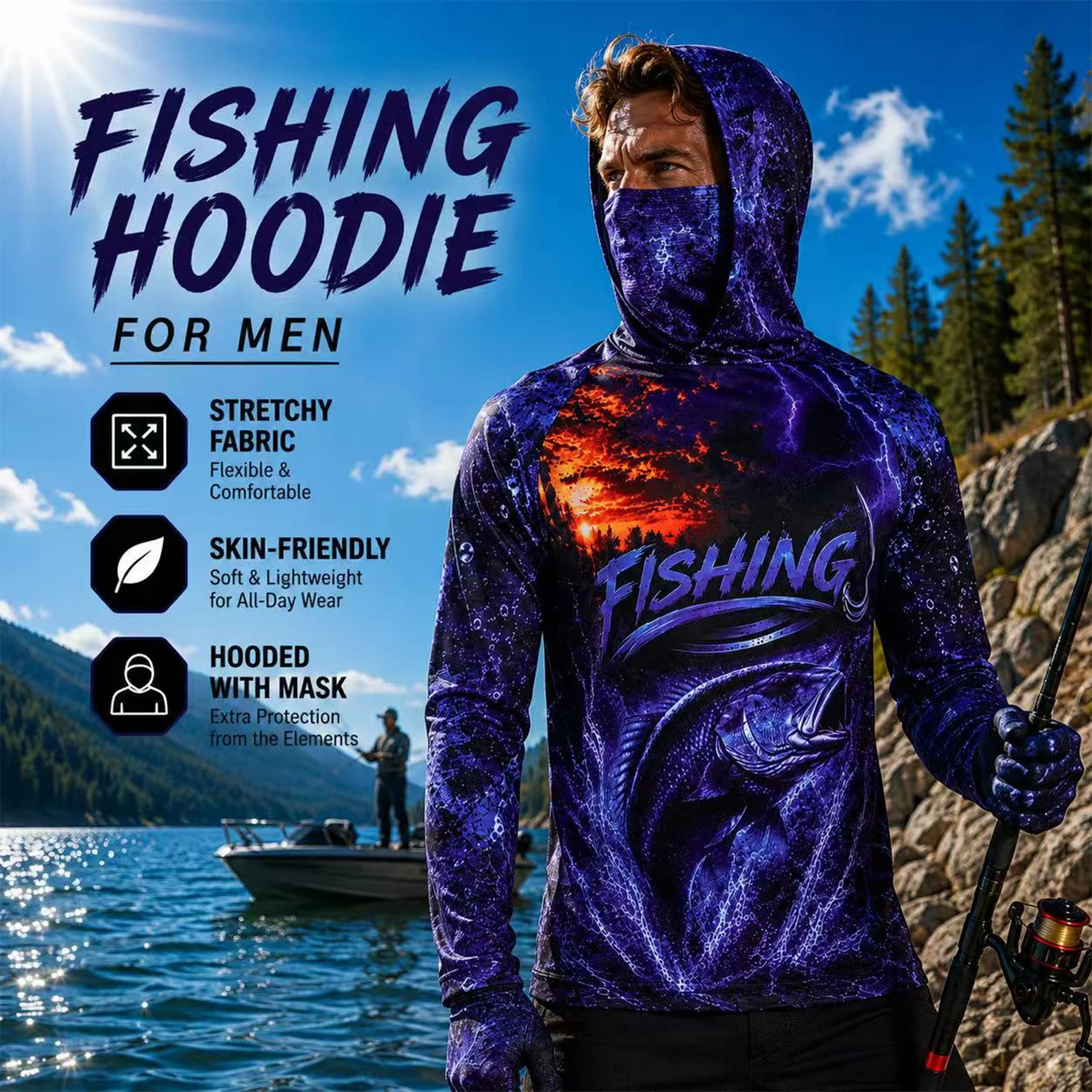 T-shirt de pêche à capuche pou - Fishing Shirt Uv Protection avis et prix